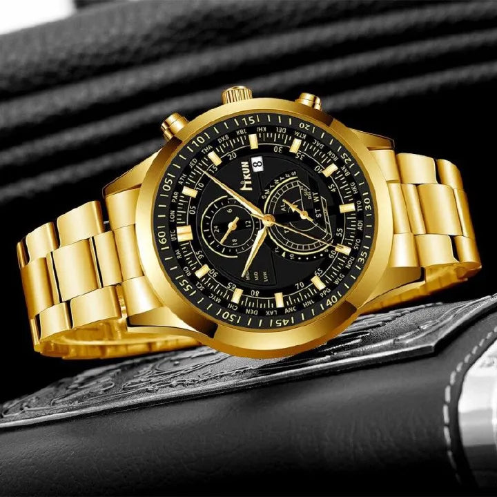 Men's Watch, Bracelet & Lion Necklace Set - 3 Pieces