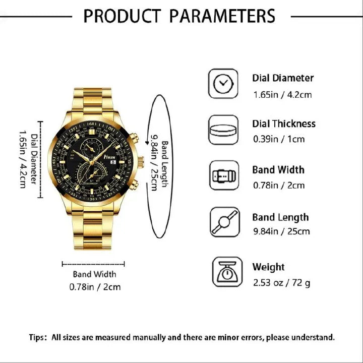 Men's Watch, Bracelet & Lion Necklace Set - 3 Pieces