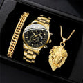 Men's Watch, Bracelet & Lion Necklace Set - 3 Pieces