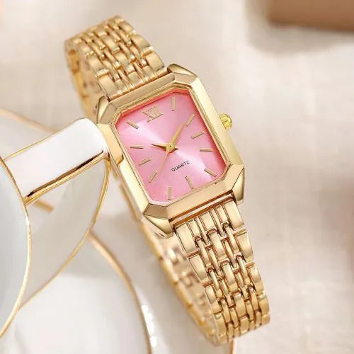 Rectangle Dial Women's Watch - Gold