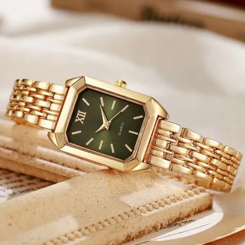 Rectangle Dial Women's Watch - Gold