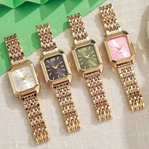 Rectangle Dial Women's Watch - Gold