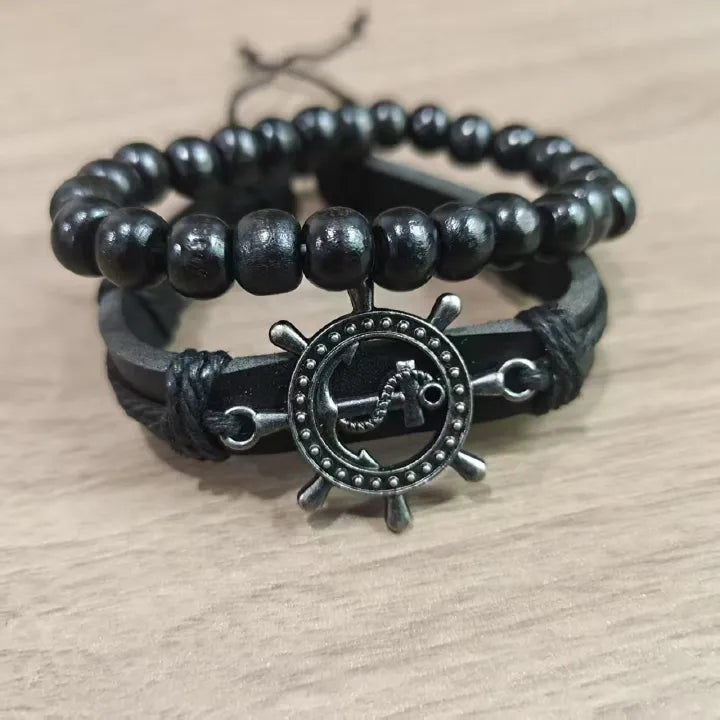 Men's Watch & Bracelet Set - 5 Pieces