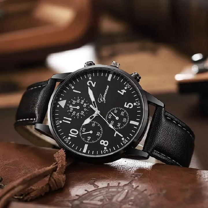 Men's Watch & Bracelet Set - 5 Pieces